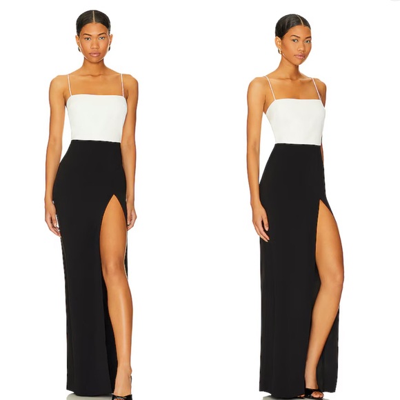 Amanda Uprichard x REVOLVE Avani Gown in Black & Ivory - Picture 1 of 10